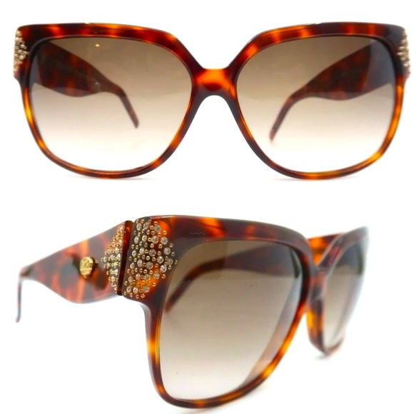 1990’s Stendhal Paris Oversized Sunglasses Tortoiseshell w/ Rhinestones, France - Picture 1 of 5